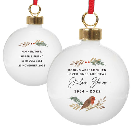 Personalised Robin Bauble - Christmas Baubles at Gift Moments