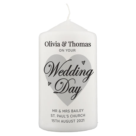 Personalised On Your Wedding Day Pillar Candle - Candles at Gift Moments