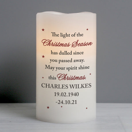 Personalised Christmas Season Memorial LED Candle - LED Lighting at Gift Moments