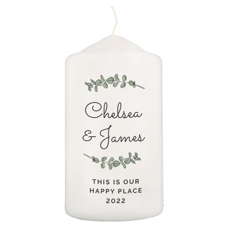 Personalised Botanical Pillar Candle: 3 - Candles By Gift Moments