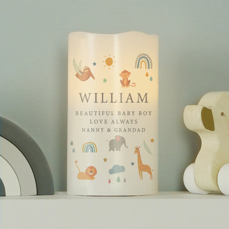 Personalised Safari Animals LED Candle - LED Lighting at Gift Moments