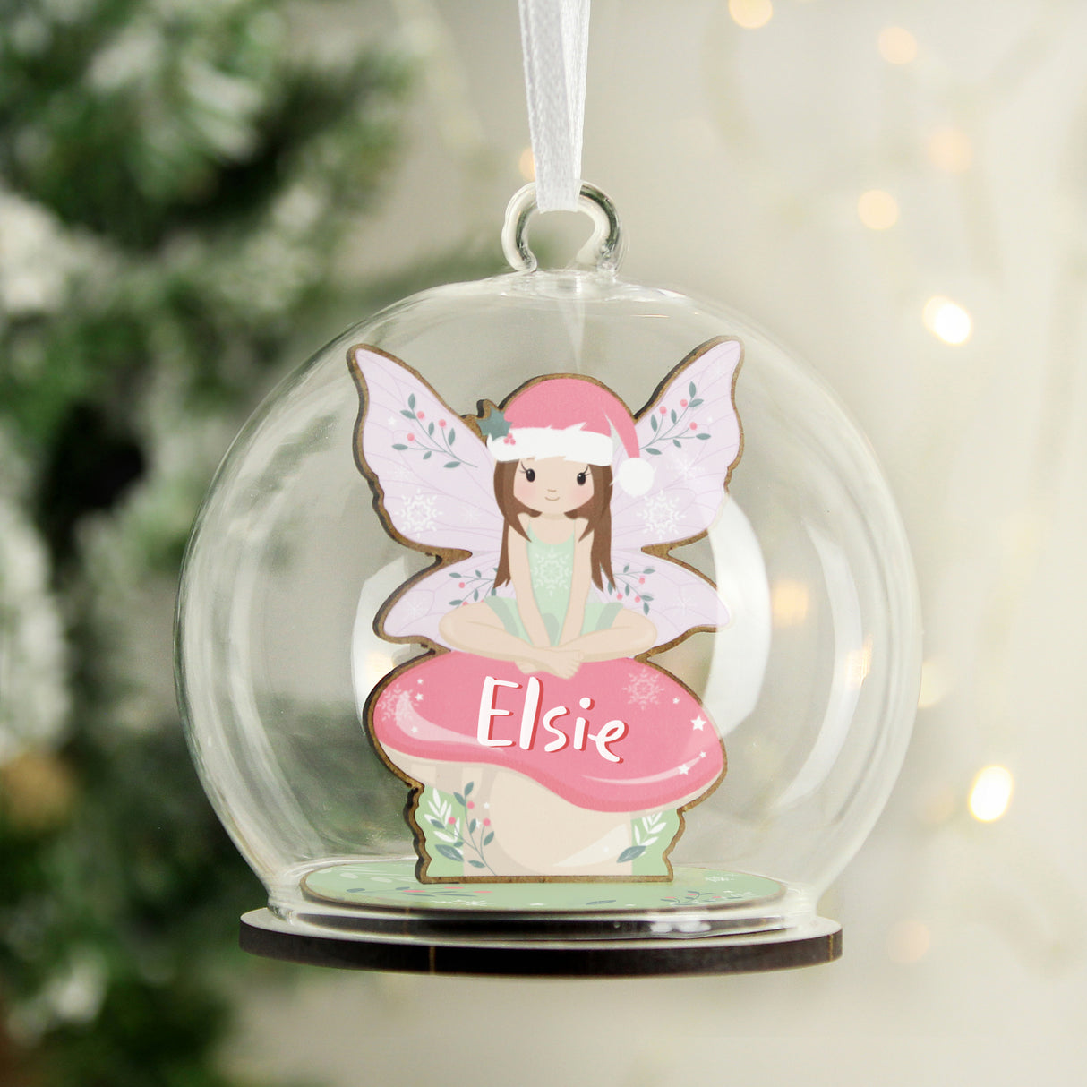 Personalised Wooden Fairy Glass Bauble - Christmas Baubles at Gift Moments