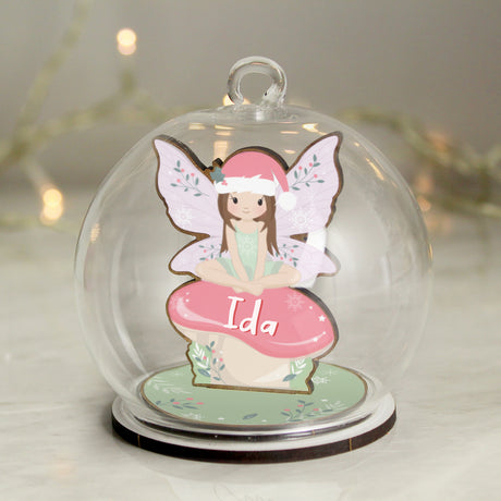 Personalised Wooden Fairy Glass Bauble - Christmas Baubles at Gift Moments