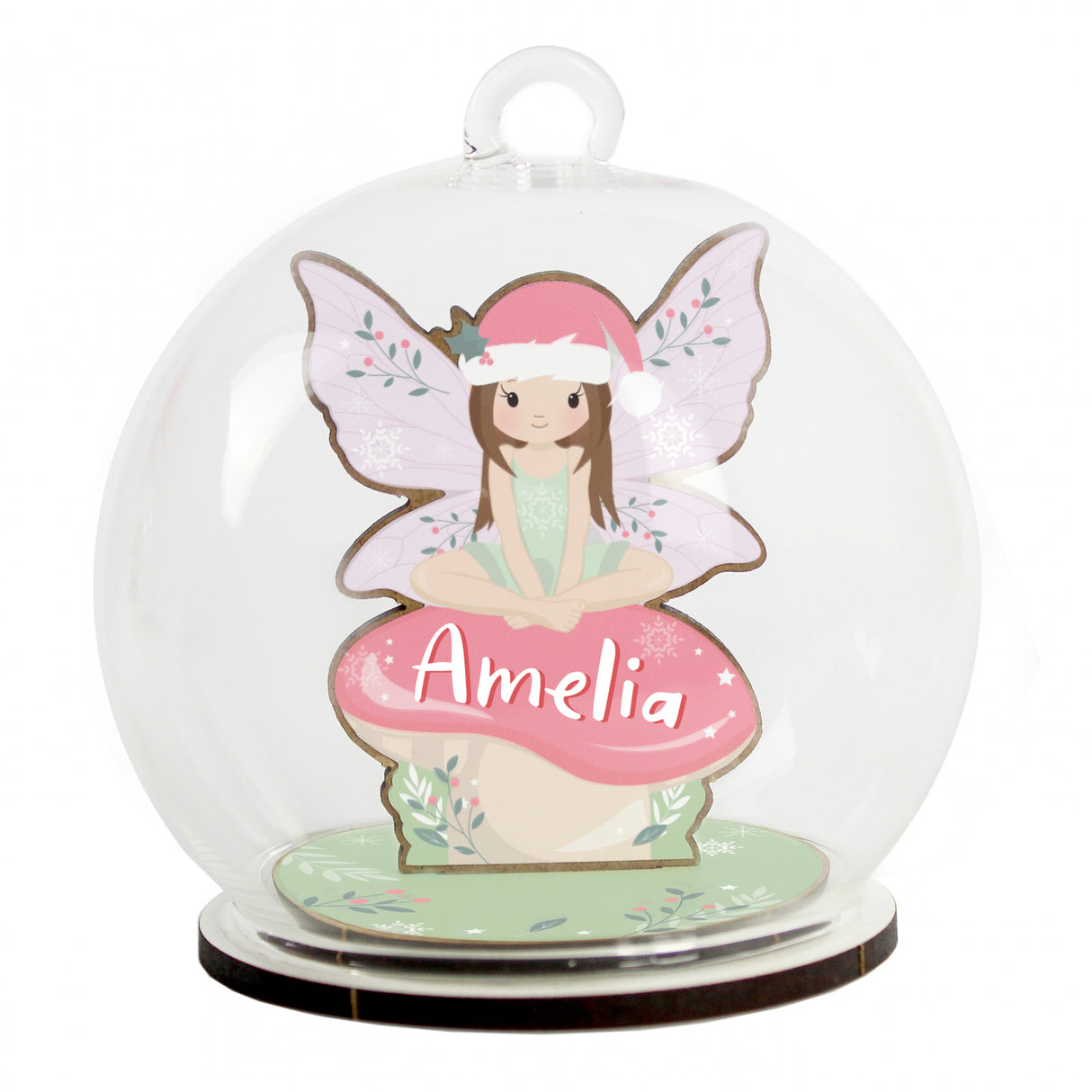 Personalised Wooden Fairy Glass Bauble - Christmas Baubles at Gift Moments