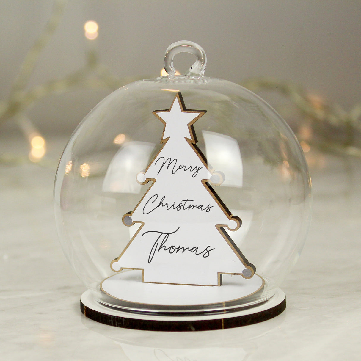 Wooden Christmas Tree Glass Bauble - Gift Moments