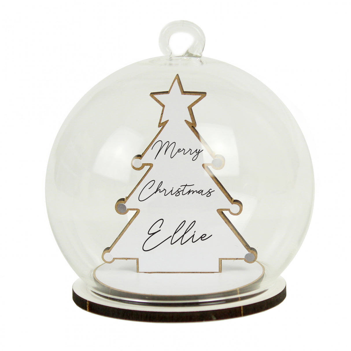 Wooden Christmas Tree Glass Bauble - Gift Moments