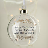 Personalised Gold Wreath Glass Bauble - Christmas Baubles at Gift Moments