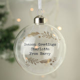 Personalised Gold Wreath Glass Bauble - Christmas Baubles at Gift Moments