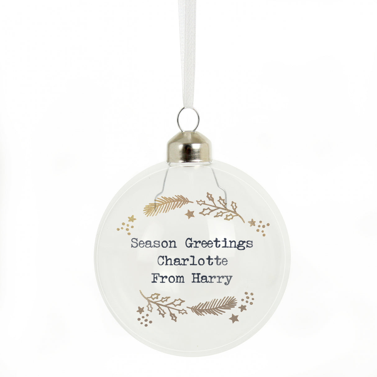 Personalised Gold Wreath Glass Bauble - Christmas Baubles at Gift Moments