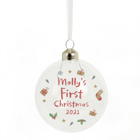 Personalised First Christmas Glass Bauble - Christmas Baubles at Gift Moments