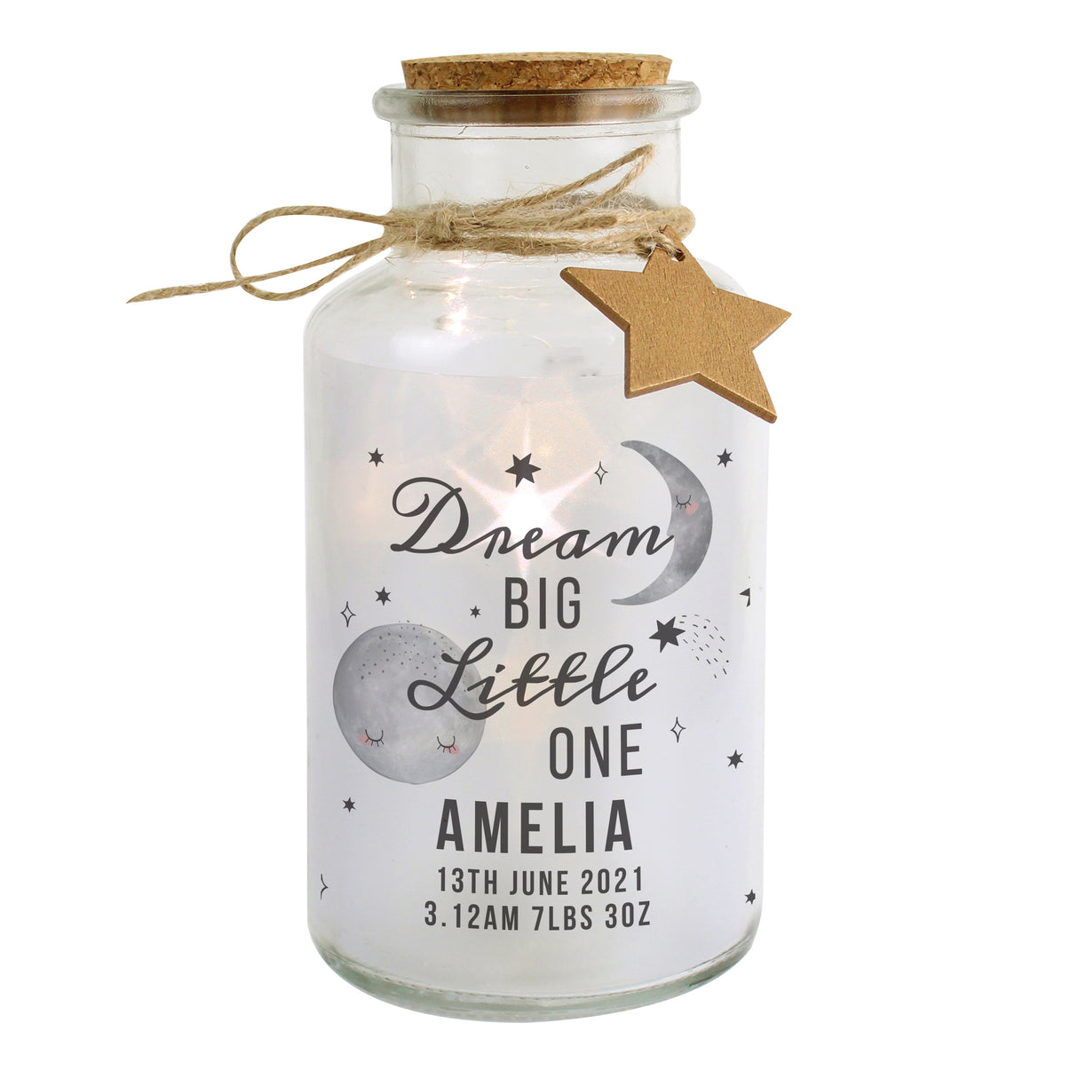 Personalised Dream Big LED Glass Jar - LED Lighting at Gift Moments