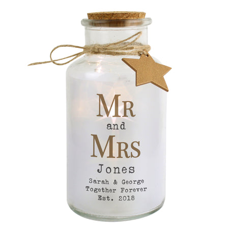 Personalised Mr & Mrs LED Glass Jar: 4 - LED Lighting By Gift Moments