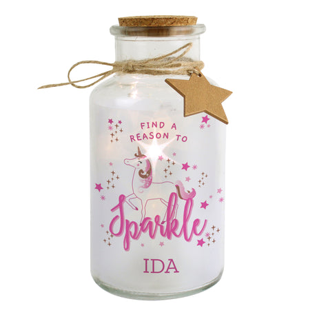 Personalised Unicorn LED Glass Jar - LED Lighting at Gift Moments