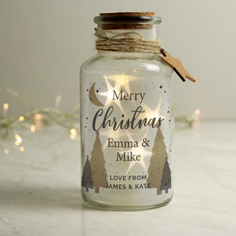 Personalised Christmas Tree LED Glass Jar - LED Lighting at Gift Moments