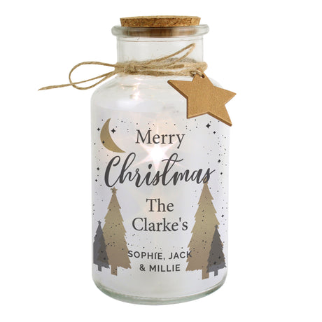 Personalised Christmas Tree LED Glass Jar - LED Lighting at Gift Moments