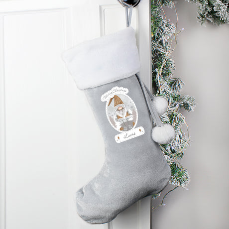 Personalised Christmas Gonk Silver Grey Stocking - Christmas Stockings at Gift Moments