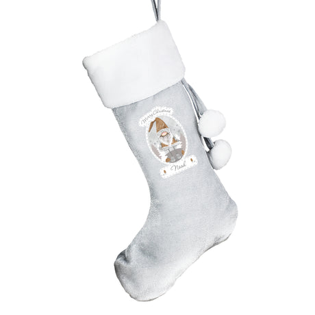 Personalised Christmas Gonk Silver Grey Stocking - Christmas Stockings at Gift Moments