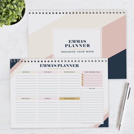 Navy & Blush A4 Desk Planner - Gift Moments