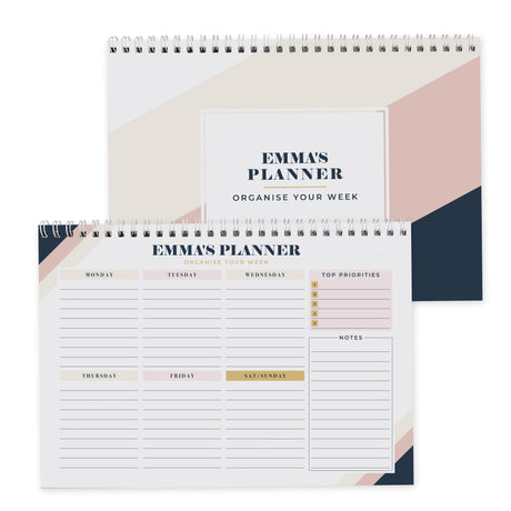 Navy & Blush A4 Desk Planner - Gift Moments