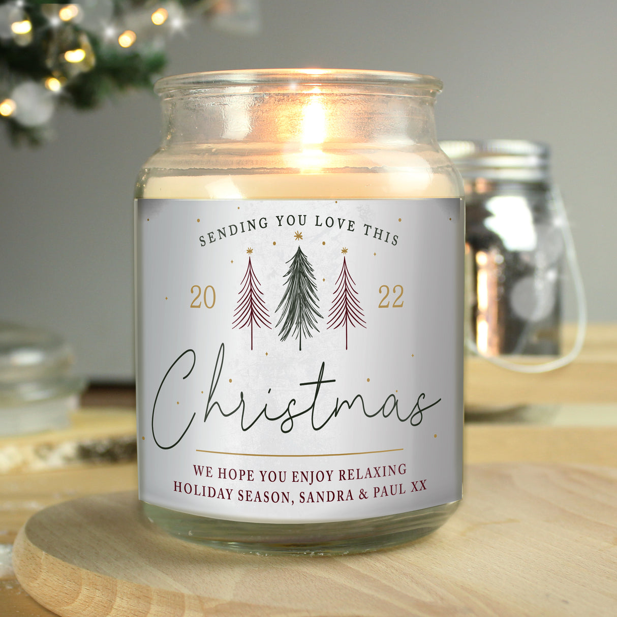 Personalised Sending You Love Christmas Large Scented Jar Candle - Candles at Gift Moments