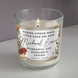 Personalised Robins Appear Memorial Scented Jar Candle - Candles at Gift Moments