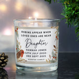 Personalised Robins Appear Memorial Scented Jar Candle - Candles at Gift Moments