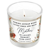 Personalised Robins Appear Memorial Scented Jar Candle - Candles at Gift Moments