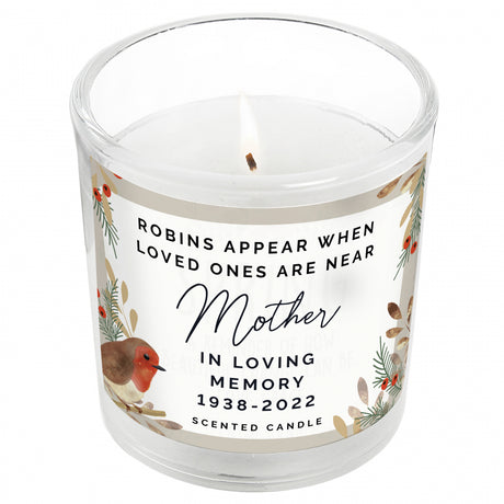 Personalised Robins Appear Memorial Scented Jar Candle - Candles at Gift Moments