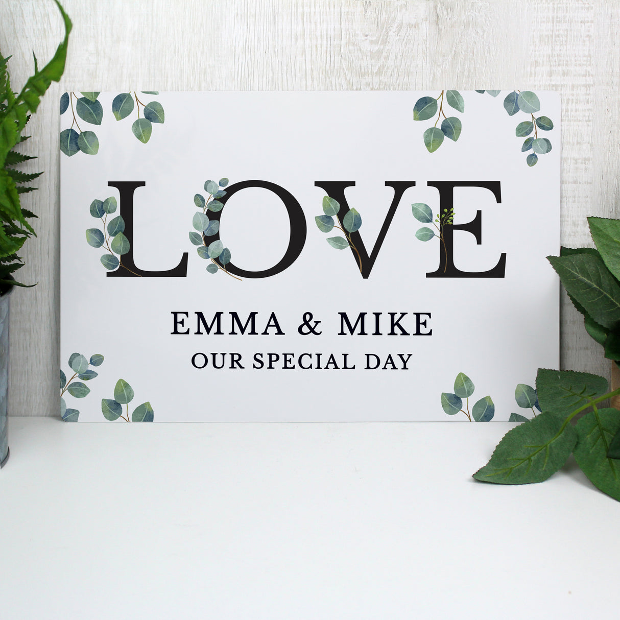 Personalised Botanical LOVE Metal Sign - Signs & Plaques at Gift Moments