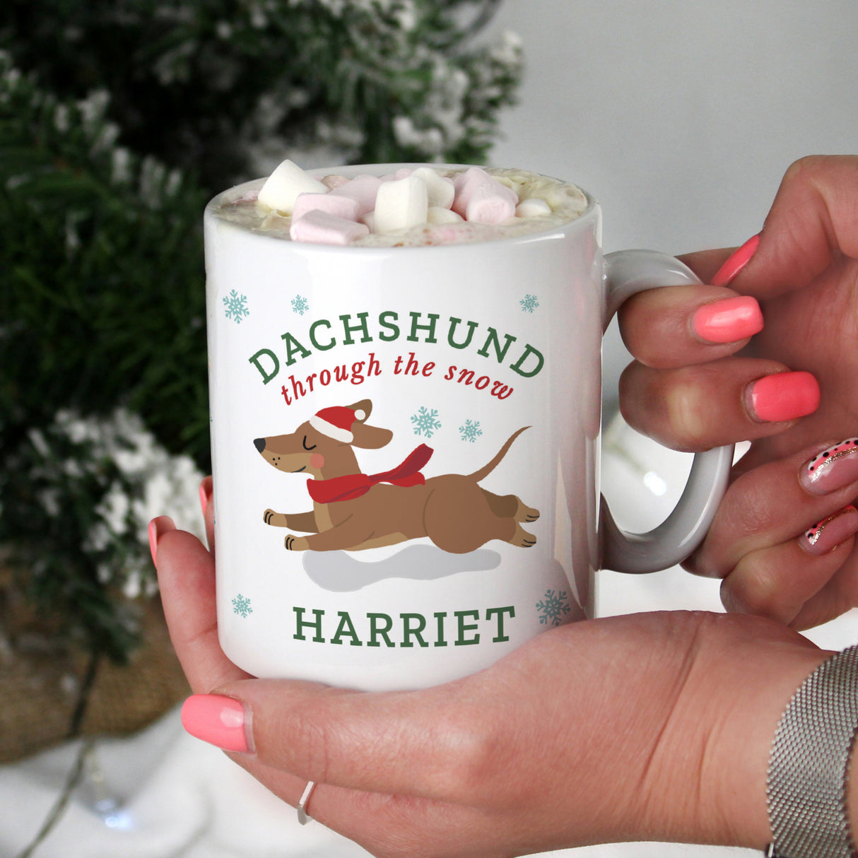 Personalised Dachshund Through... Christmas Mug - Mugs at Gift Moments