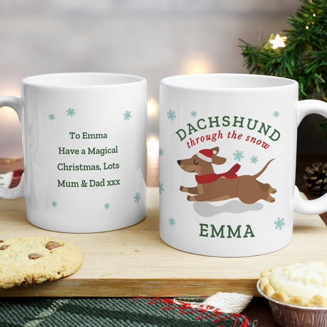 Personalised Dachshund Through... Christmas Mug - Mugs at Gift Moments