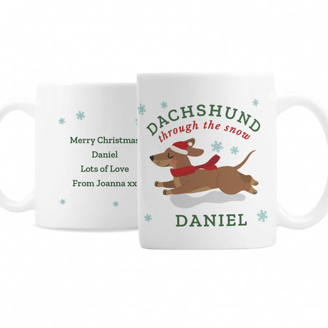 Personalised Dachshund Through... Christmas Mug - Mugs at Gift Moments