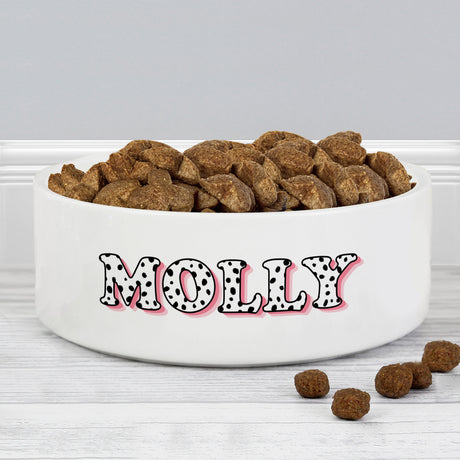 Personalised Pink Spots Name 14cm Medium Pet Bowl - Pet Products at Gift Moments