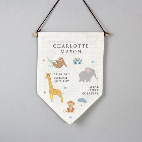 Personalised Safari Animals Hanging Banner - Decorations at Gift Moments