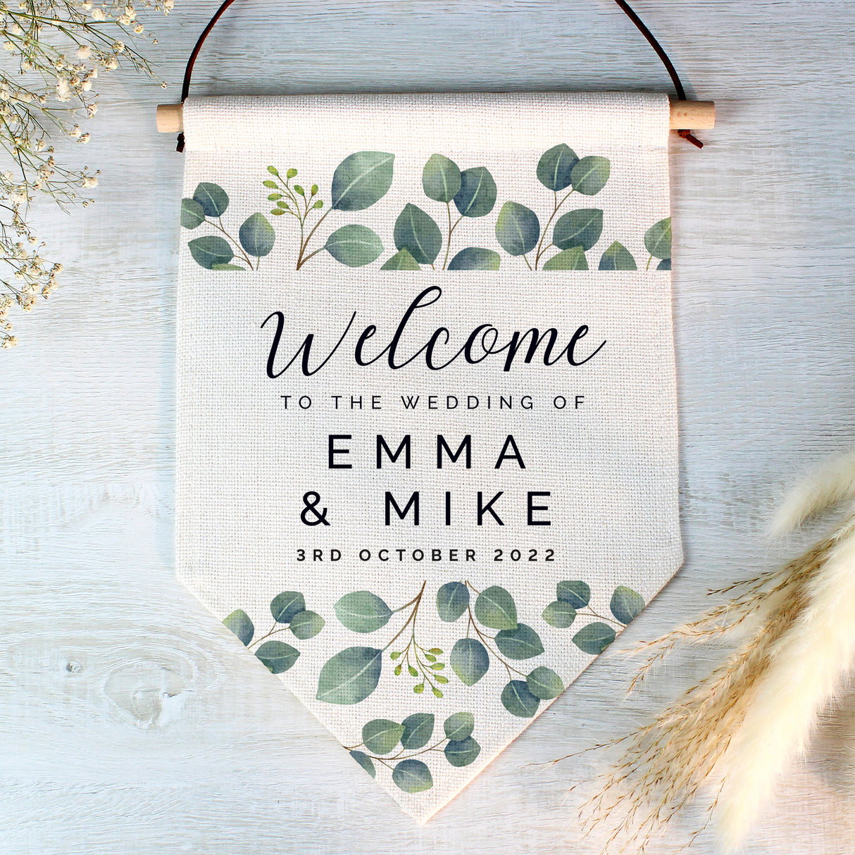 Personalised Botanical Wedding Hanging Banner - Banners at Gift Moments