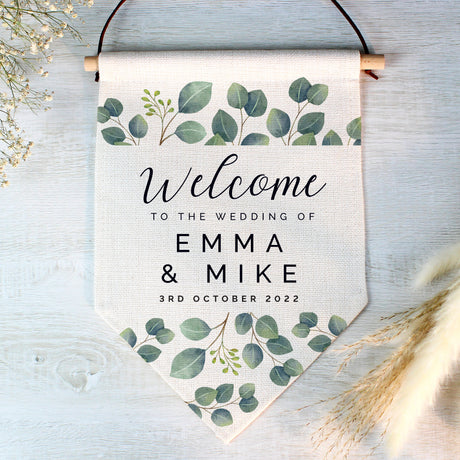 Personalised Botanical Wedding Hanging Banner - Banners at Gift Moments