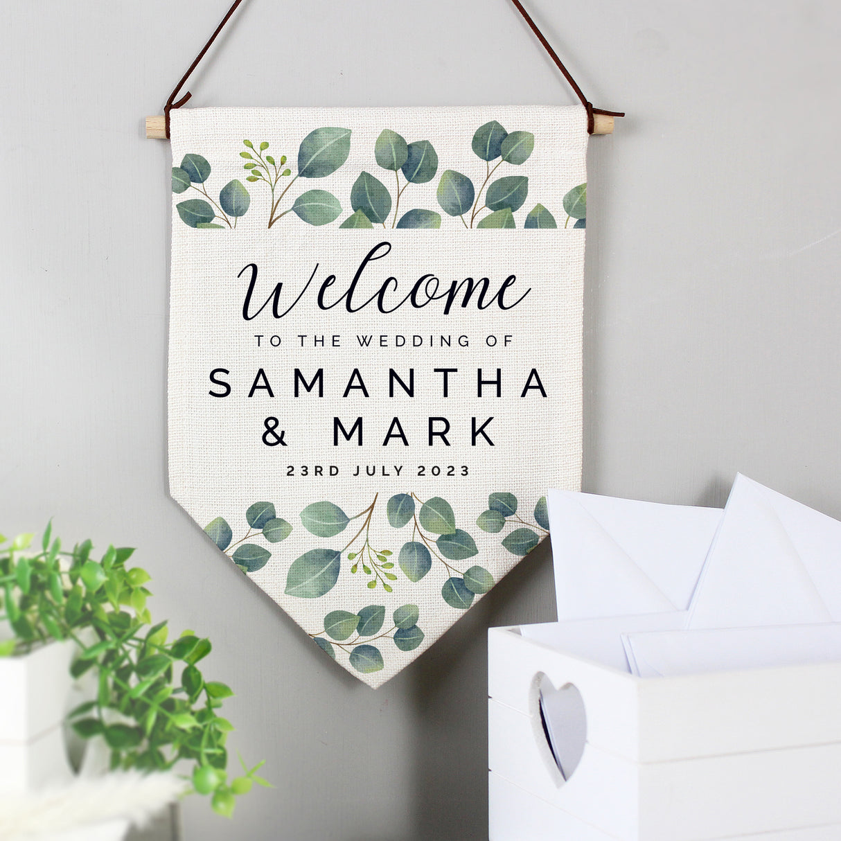 Personalised Botanical Wedding Hanging Banner - Banners at Gift Moments