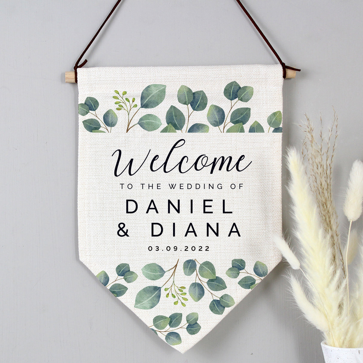 Personalised Botanical Wedding Hanging Banner - Banners at Gift Moments