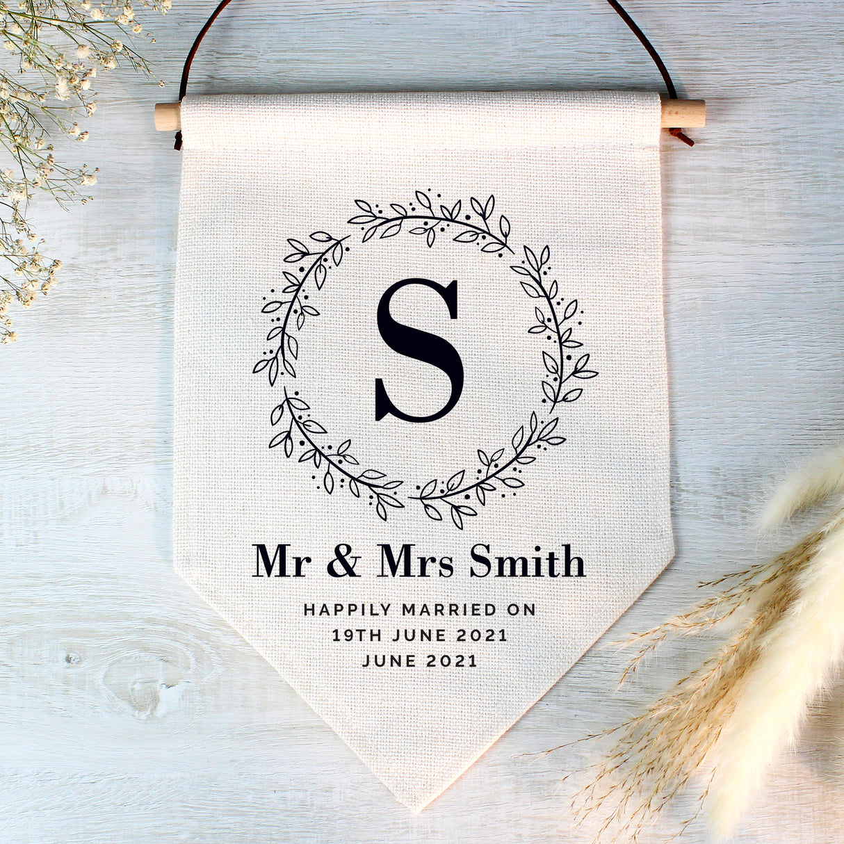 Personalised Floral Leaf Hanging Banner - Banners at Gift Moments