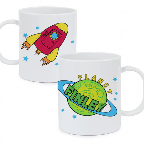 Personalised Space Plastic Mug - Custom Name Gift for Kids - Plastic Mugs at Gift Moments