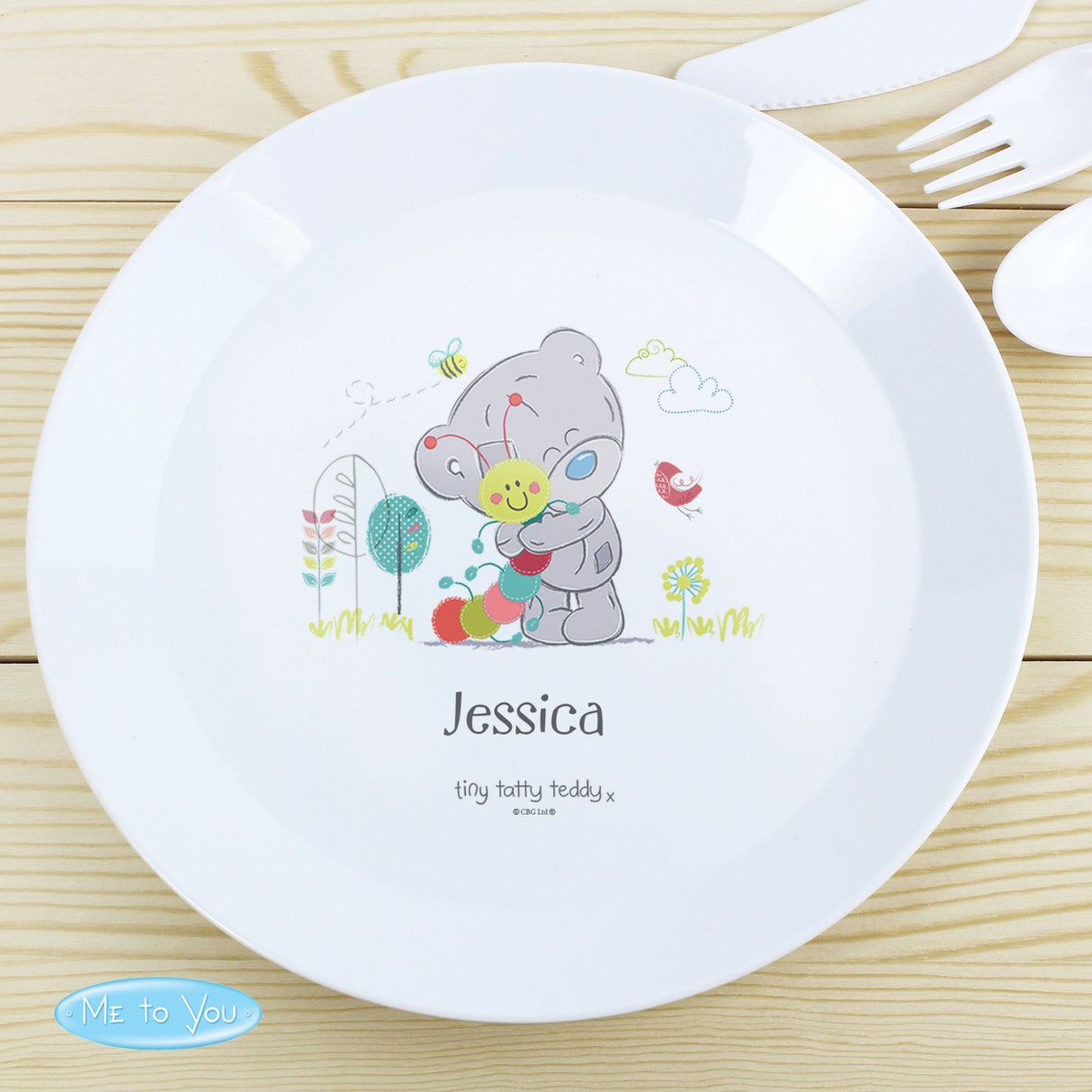 Personalised Tiny Tatty Teddy Cuddle Bug Plate: 1 - Tableware