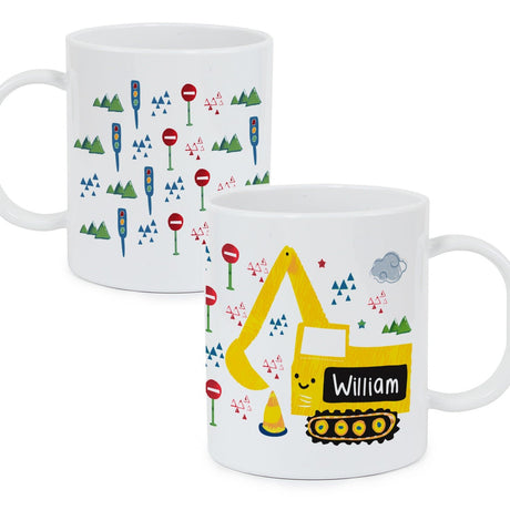 Personalised Digger Plastic Mug - Plastic Mugs at Gift Moments