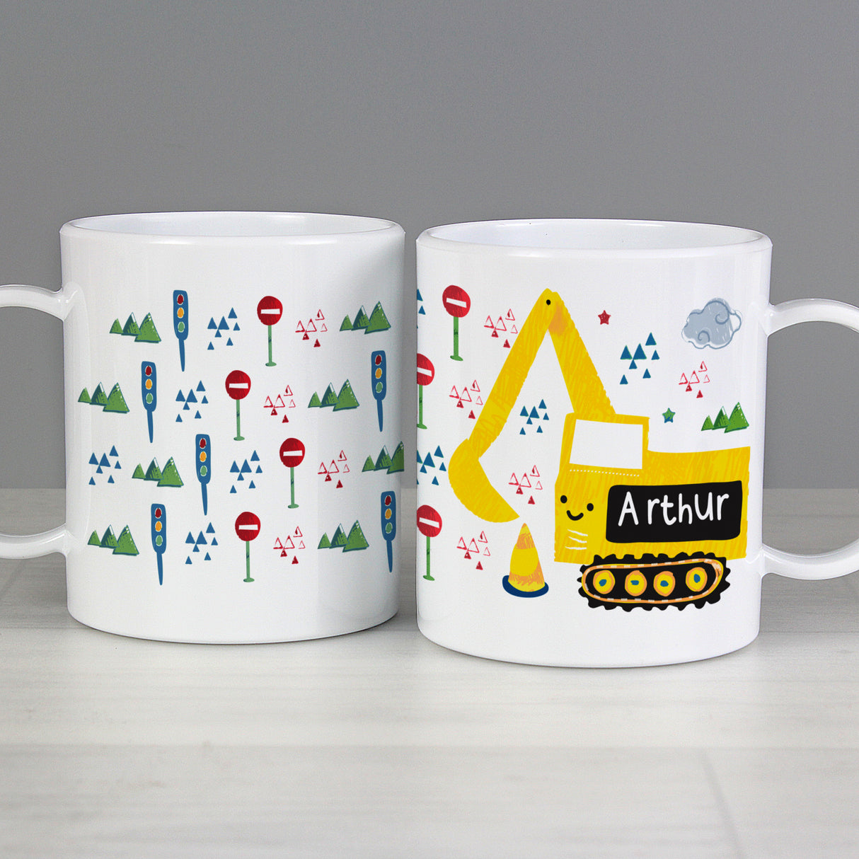 Personalised Digger Plastic Mug - Plastic Mugs at Gift Moments