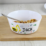 Personalised Digger Plastic Bowl - Tableware at Gift Moments