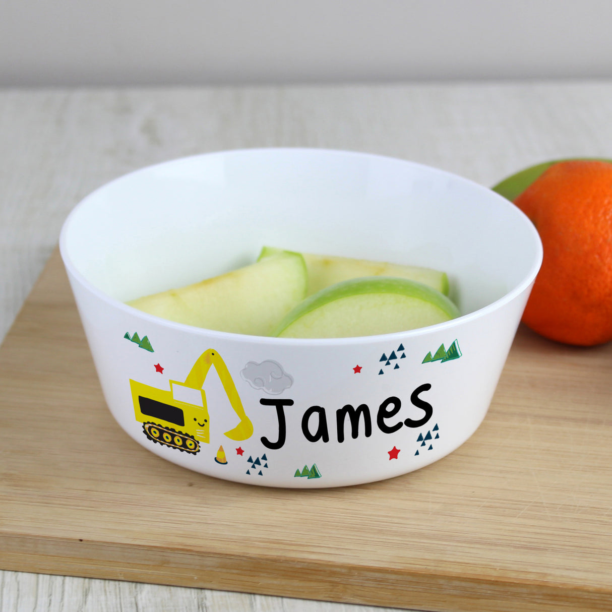 Personalised Digger Plastic Bowl - Tableware at Gift Moments