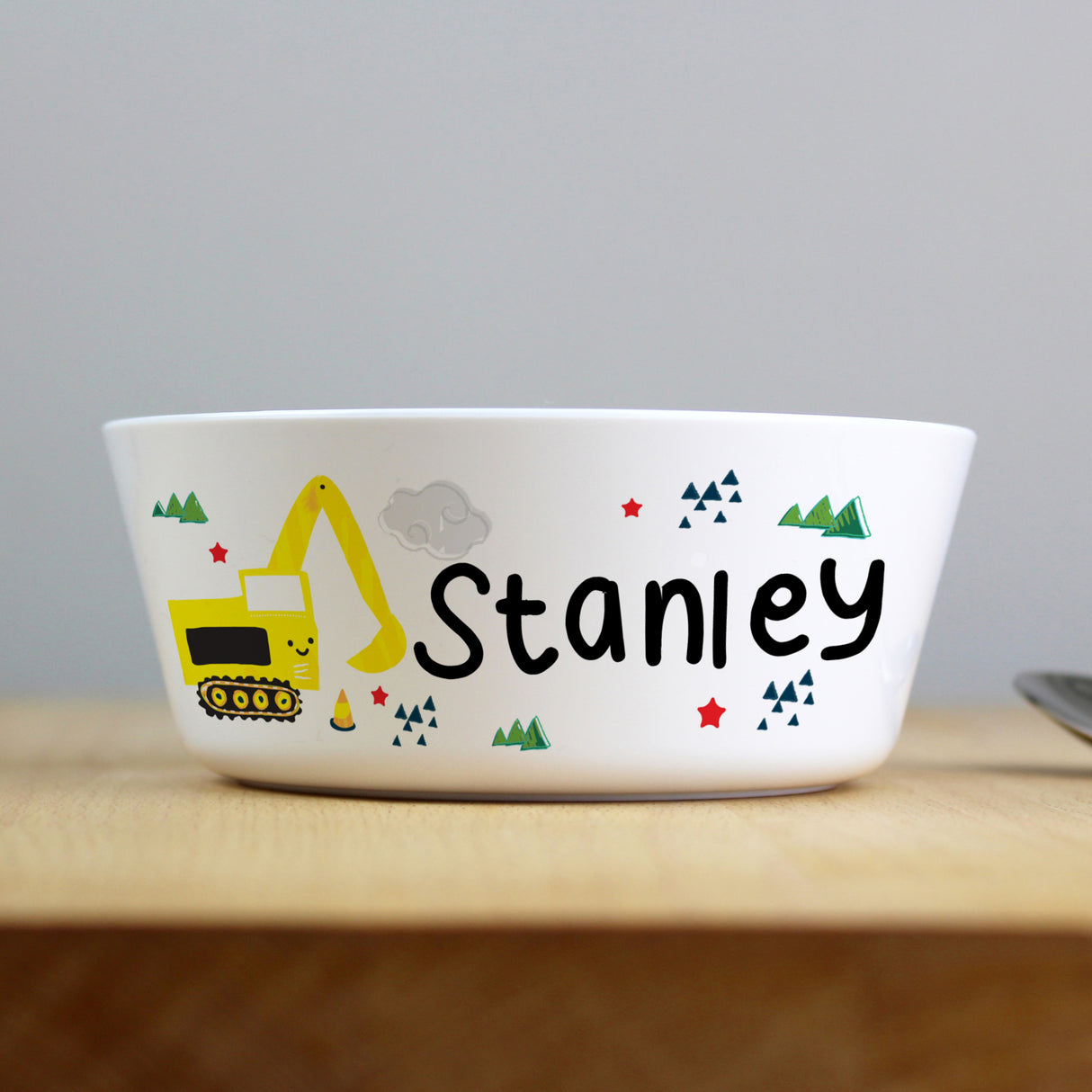 Personalised Digger Plastic Bowl - Tableware at Gift Moments