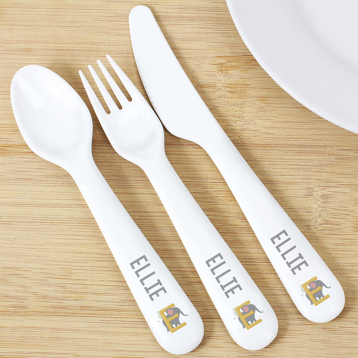 Personalised Animal Alphabet Plastic Cutlery Set - Cutlery Sets at Gift Moments