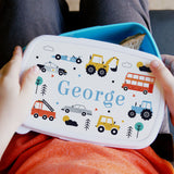 Personalised Vehicles Name Only Blue Lunch Box - Lunch Boxes & Bags at Gift Moments