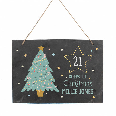 Personalised Christmas Chalk Countdown Hanging Large Slate Sign - Signs & Plaques at Gift Moments