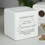 Personalised First Holy Communion Ceramic Square Money Box - Money Boxes at Gift Moments